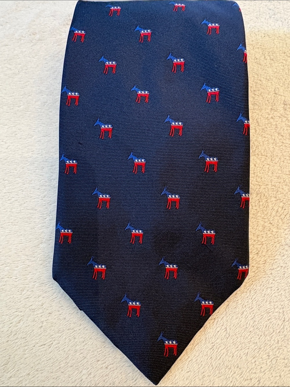 Democrat Donkey Logo Navy Men's Silk Tie Red & Blue Donkey Motif